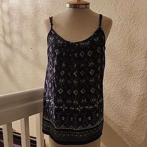 Patterned Navy Sleeveless Top